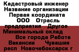 Кадастровый инженер › Название организации ­ Первая координата, ООО › Отрасль предприятия ­ Другое › Минимальный оклад ­ 20 000 - Все города Работа » Вакансии   . Чувашия респ.,Новочебоксарск г.